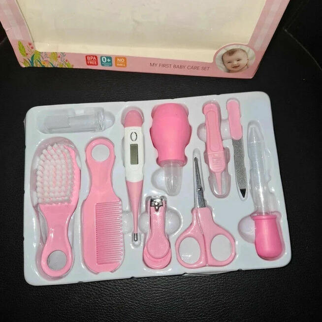 Zestaw pielęgnacyjny 10w1 dla niemowlaka – różowy, nowy, ide
