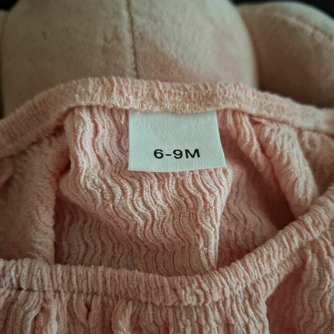 Pudrowy komplet z kokardką + opaska 6-9M nowy!