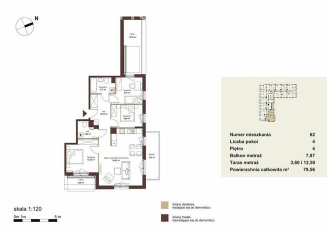 M4 | Rozkładowe | Balkon | 4 Pokoje | 2 Tarasy