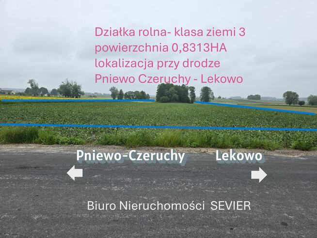 Działka rolna | 8313m2 | III klasa ziemi |