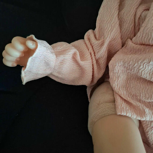 Pudrowy komplet z kokardką + opaska 6-9M nowy!