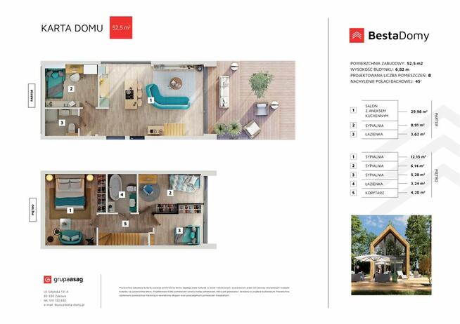 Dom Besta 52,5 m2 zabudowy + pełne piętro - z montażem!