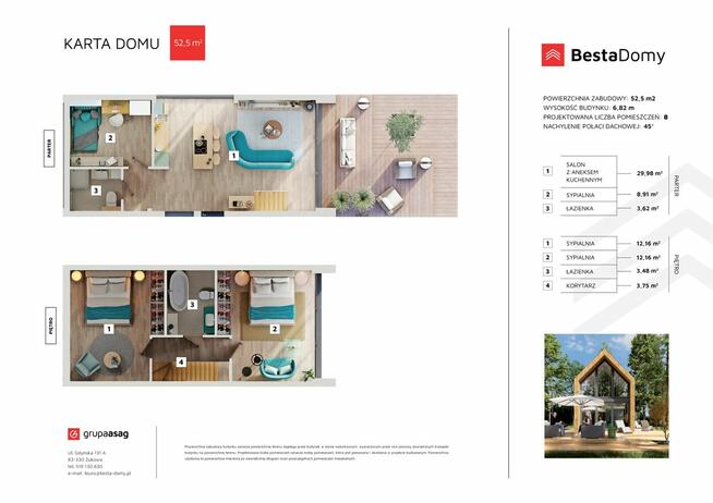 Dom Besta 52,5 m2 zabudowy + pełne piętro - z montażem!