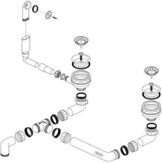 Syfon do zlewozmywaka 2komorowego zlewu zestaw odpływowy