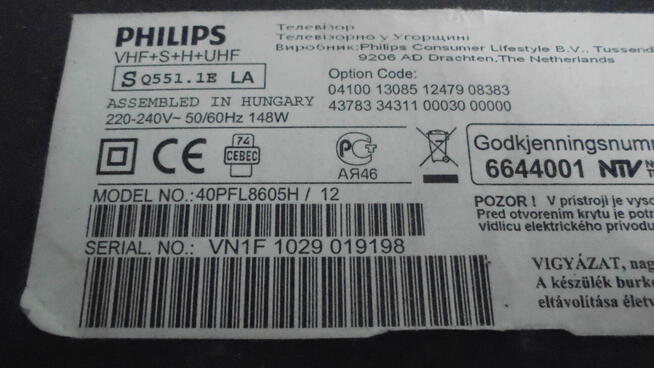 Philips 40 PFL8605H brak treści obrazu.