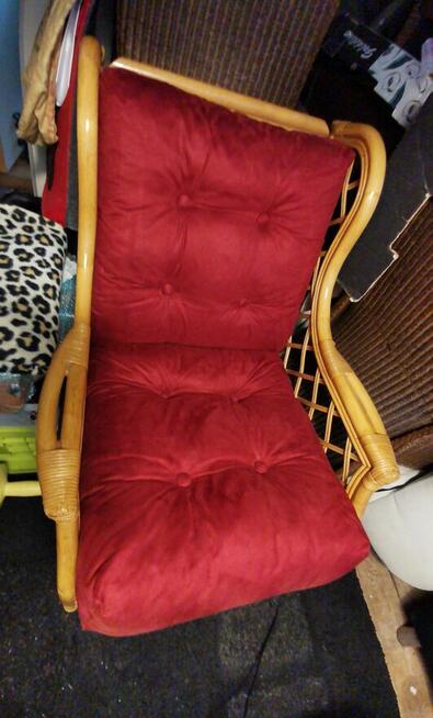 Duży piękny wygodny Fotel jasny RATTAN GrubePoduchy JAK NOWE