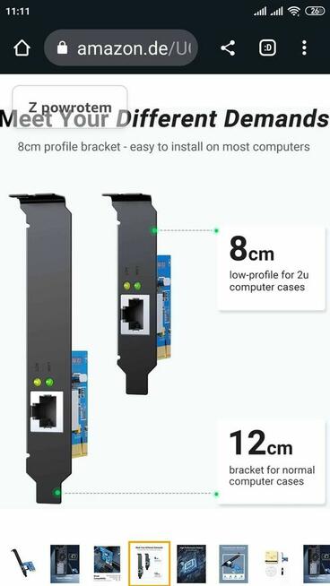 Karta Sieciowa PCI Express Gigabit Ethernet UGREEN RJ45 LAN