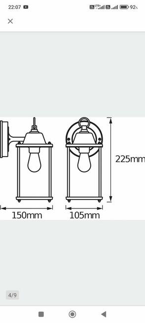 Lampa Elewacyjna Ścienna Kinkiet Ogrodowy Zewnętrzny Oprawa