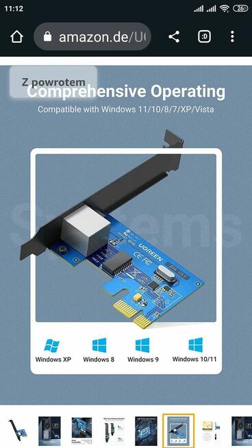 Karta Sieciowa PCI Express Gigabit Ethernet UGREEN RJ45 LAN