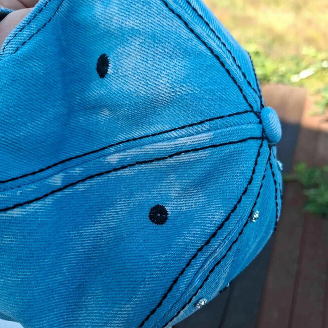 Jeansowa czapka z perełkami HIT lata