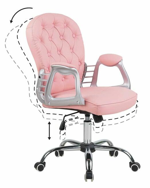 Krzesło obrotowe dla Księżniczki Ekoskóra Różowy