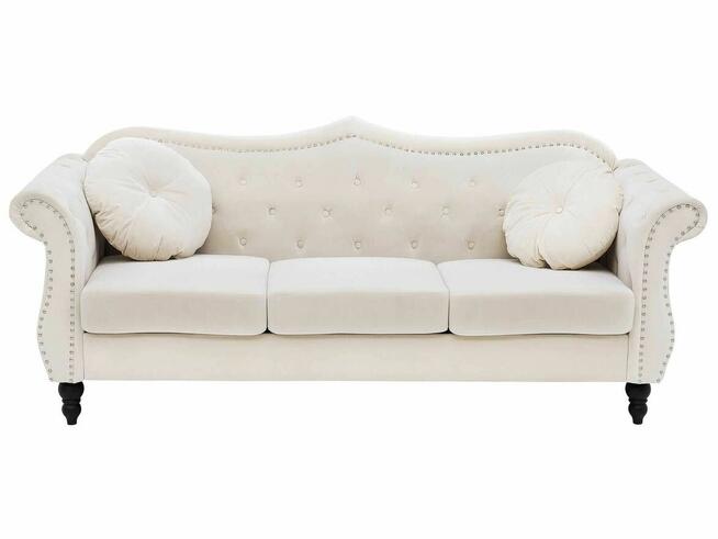 Sofa Welur Beżowy dla 3 osób