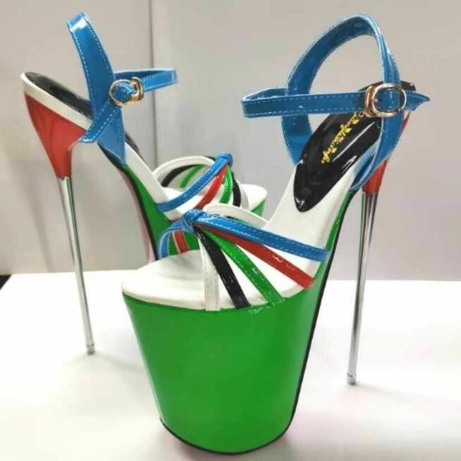 Sandały koturn 9 cm kolory obcas 19 cm