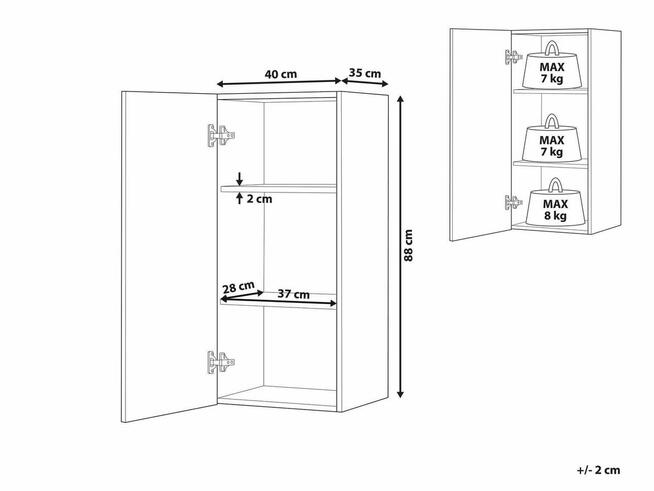 Szafka wisząca łazienkowa 40 cm Jasnobrązowy