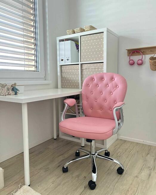 Krzesło obrotowe dla Księżniczki Ekoskóra Różowy