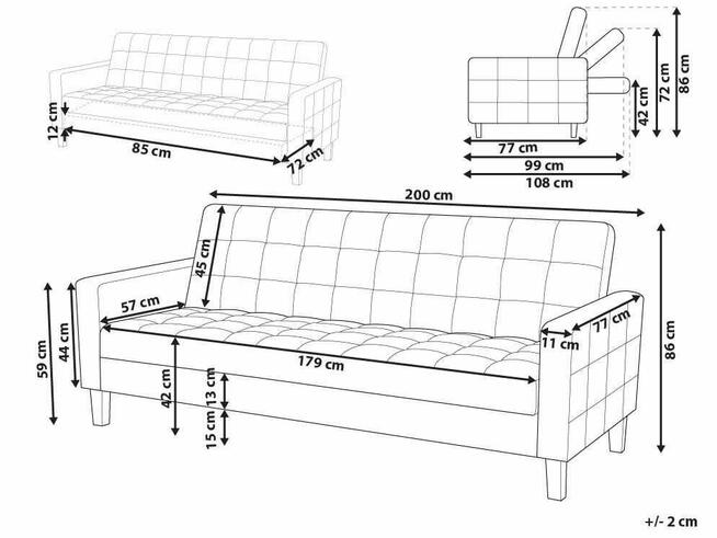 Sofa rozkładana Ciemnozielony dla 3 osób