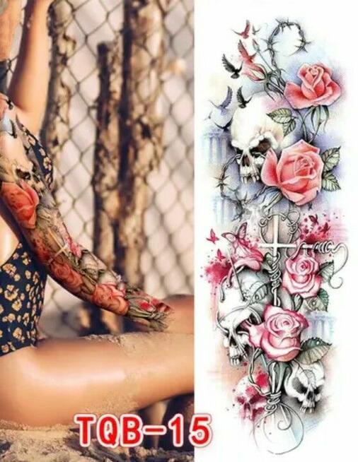 Tatuaż dziara rękaw XL zmywalny tymczasowy 17x48 cm