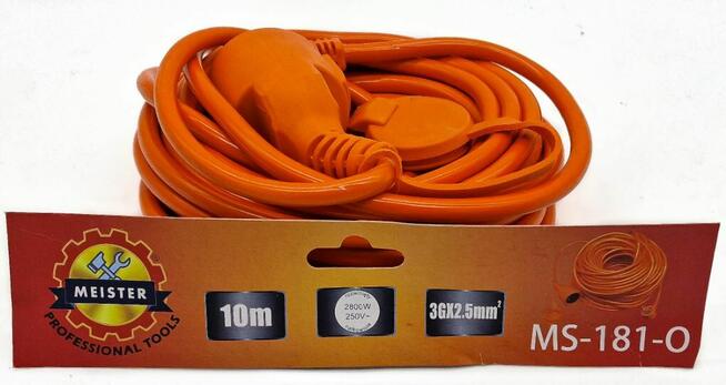 Przedłużacz 10 m bez rolki 3x2,5