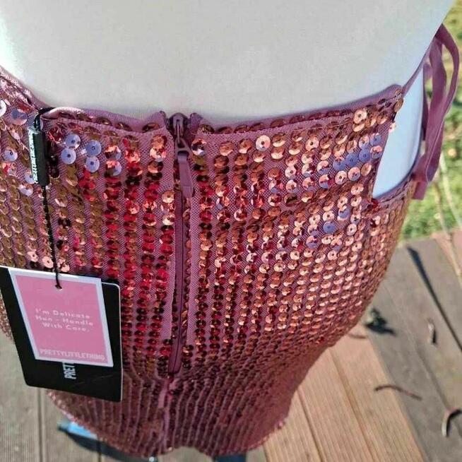 Cekinowa spódnica PrettyLittleThing M nowa z metką