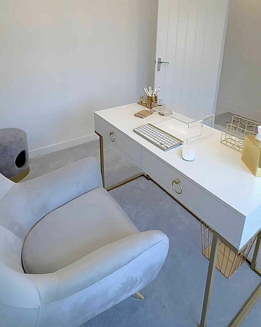 Konsola Biurko Biały/ złoty 115 cm 50 cm ze schowkiem