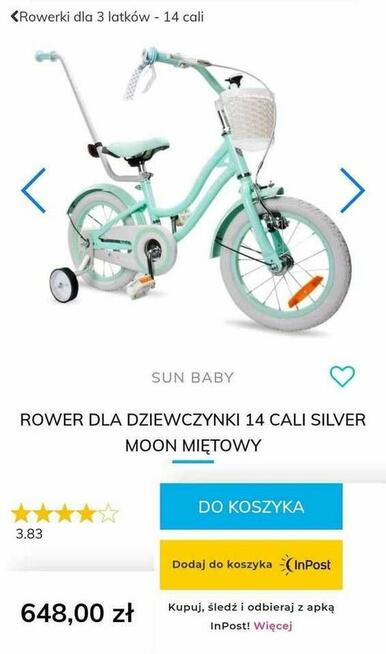 Rowerek dla dziewczynki 14 cali