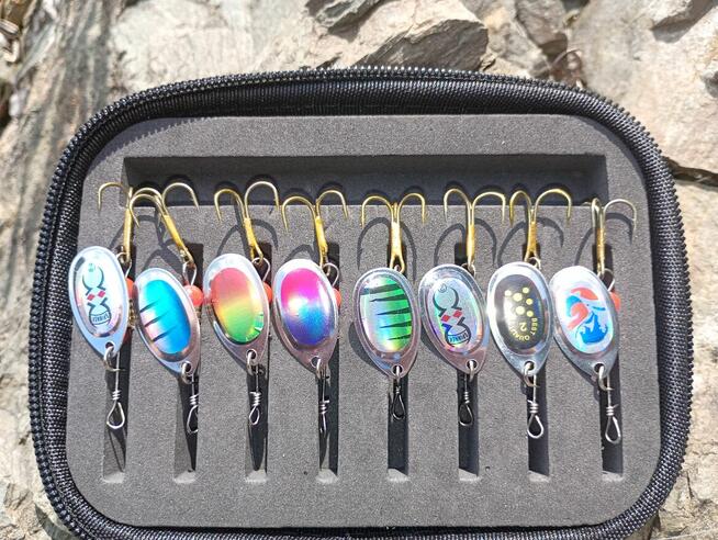 Blacha błystka spinning 16 szt w pudełku na zamek jakość