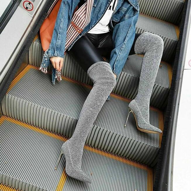 Kozaki w 3 kolorach panterka czarne srebrne