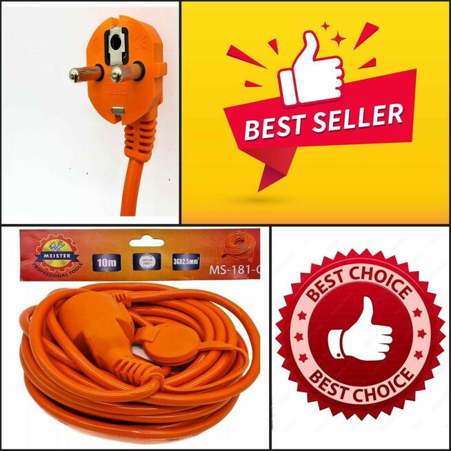 Przedłużacz 10 m bez rolki 3x2,5