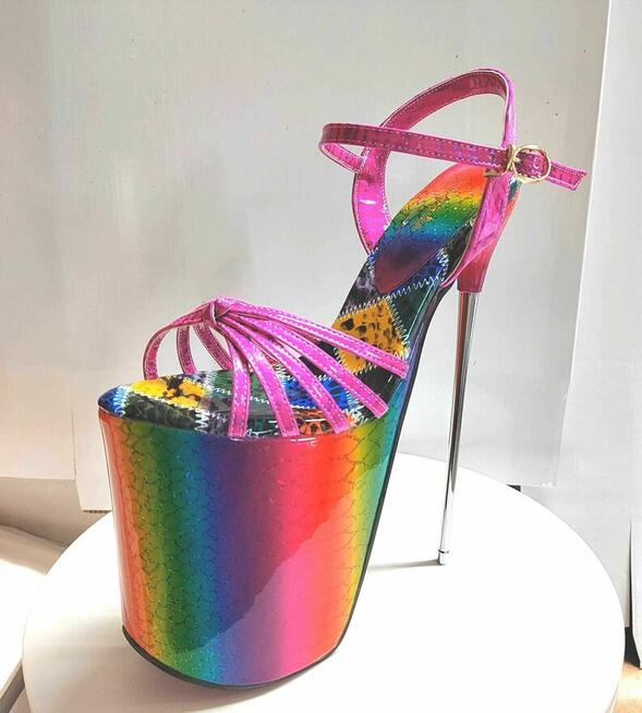 Sandały koturn 9 cm kolory obcas 19 cm