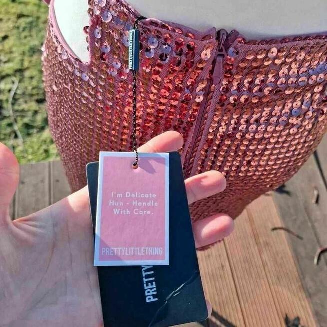 Cekinowa spódnica PrettyLittleThing M nowa z metką