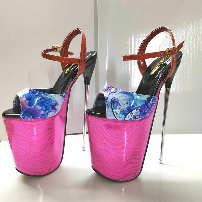 Sandały koturn 9 cm kolory obcas 19 cm