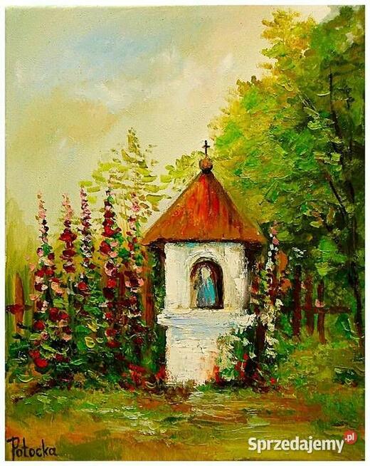 Kapliczka przydrożna obraz olejny 24-30cm dostępny