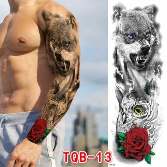 Tatuaż dziara rękaw XL zmywalny tymczasowy 17x48 cm