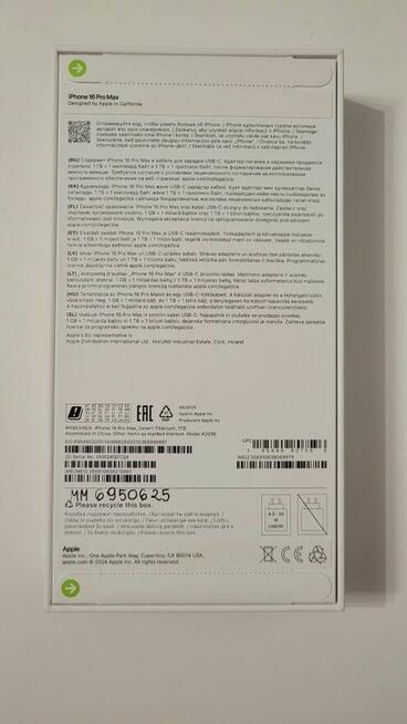 Nowy iPhone 16 Pro Max 1TB z gwarancją, kolor Desert Titanium