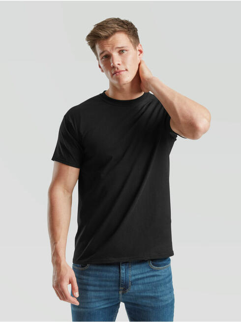 BAWEŁNIANY t-shirt, gładka koszulka oliwka FRUIT of the LOOM