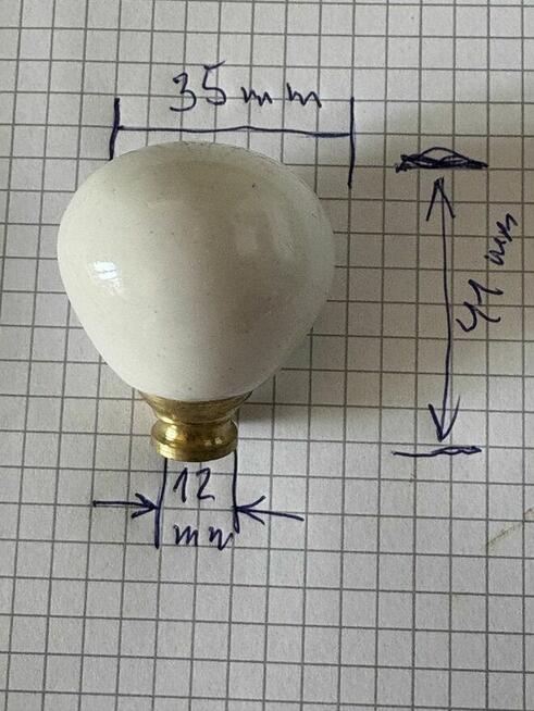Gałka ceramiczna z gwintem mosiężnym (10 szt)