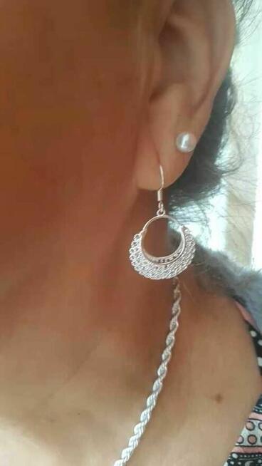 Kolczyki koła haft srebro próba 925