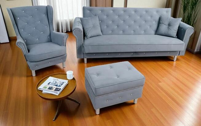 Komplet wypoczynkowy Sofa Fotel podnóżek Kanpa NOWE