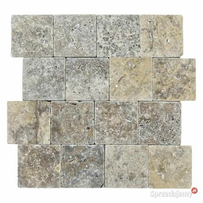 Płytki Trawertyn Silver Ash bębnowany 10x10x1 cm