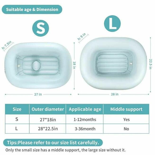 Dmuchana Wanienka Wanna dla Dzieci Dziecka Niemowląt SwimBoBo