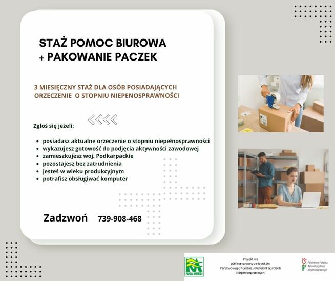 Staż praca biurowa z pakowaniem paczek