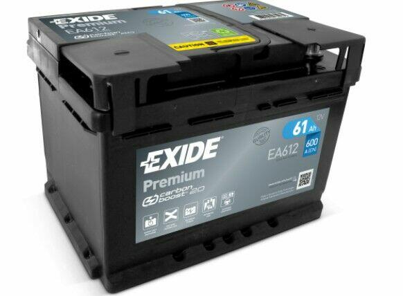 Akumulator 61Ah Exide Premium 600A EA612 PRAWY PLUS