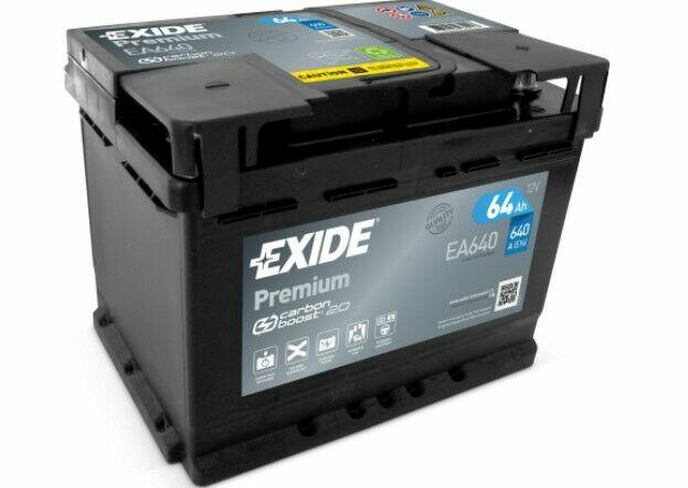 Akumulator 64Ah Exide Premium 640A EA640 EN PRAWY PLUS