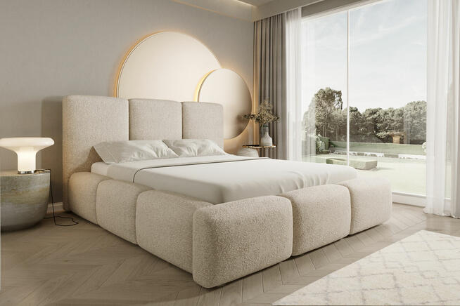 Łóżko Tapicerowane Bubble Masywne Miękkie Zagłowie 180x200