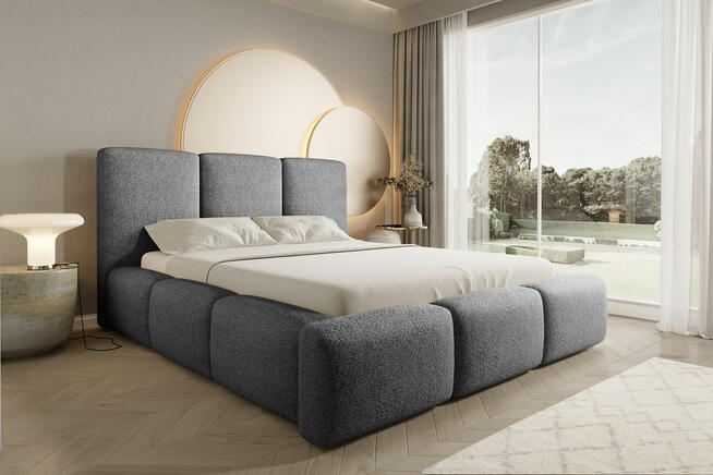 Łóżko Tapicerowane Bubble Masywne Miękkie Zagłowie 140x200