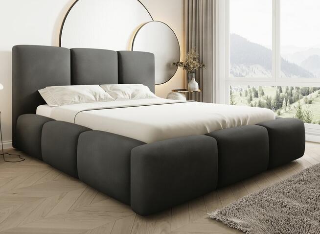 Łóżko Tapicerowane Bubble Masywne Miękkie Zagłowie 180x200