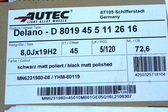 Felga Autec Delano 5x120 8J19 ET45 Nowa dark