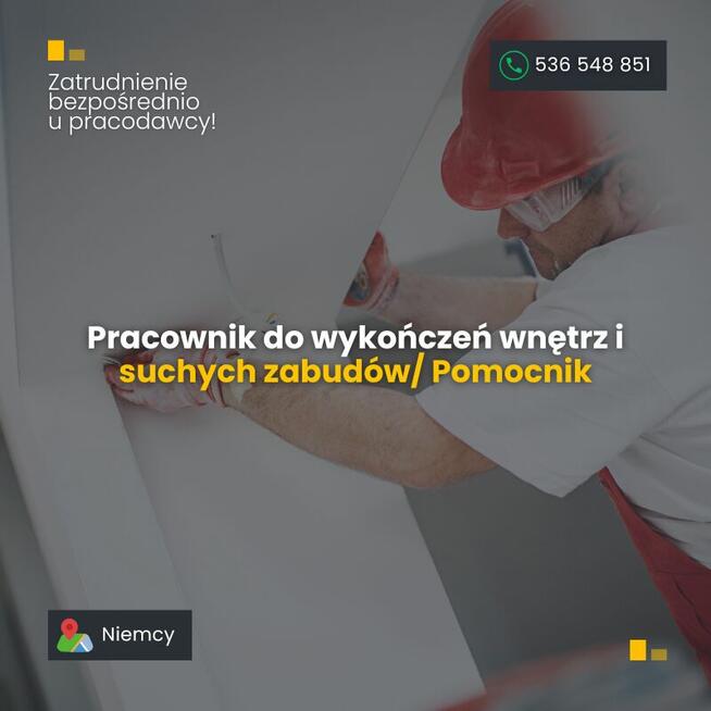 Pracownik do wykończeń/suchych zabudów- Pomocnik - Niemcy