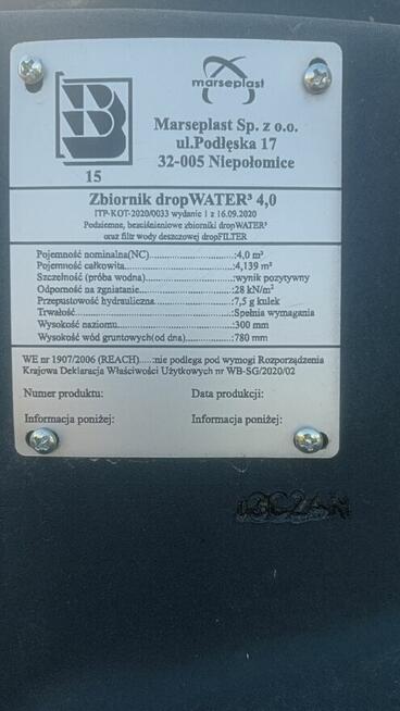 Zbiornik 4m³ na deszczówkę lub szambo montaz atest