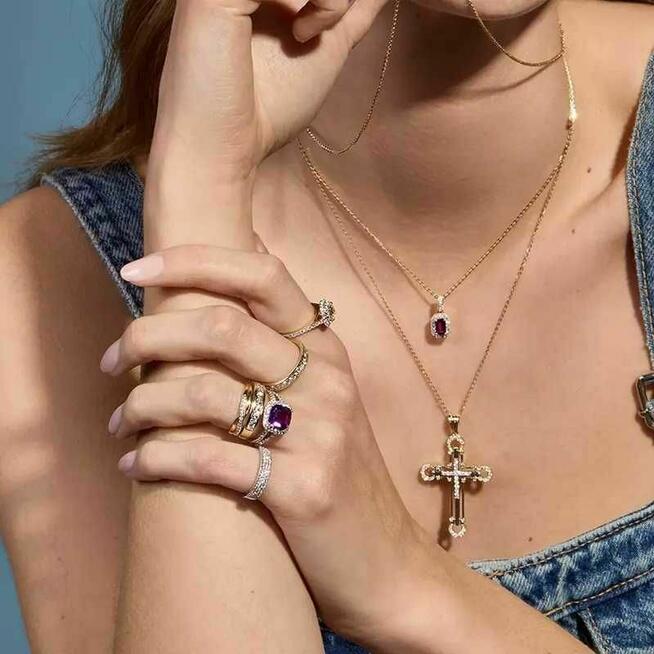 Pierścionek z brylantami i ametystem z żółtego złota 1.96 ct